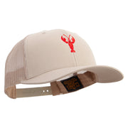 Red Crayfish Embroidered Retro Trucker Cap - Khaki OSFM