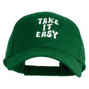 Take It Easy Phrase Embroidered Cotton Twill Low Profile Cap - Kelly OSFM