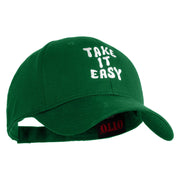 Take It Easy Phrase Embroidered Cotton Twill Low Profile Cap - Kelly OSFM