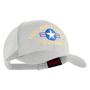 U.S. Air Force Roundel Veteran Embroidered Solid Cotton Twill Mesh Prostyle Cap - White OSFM