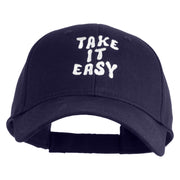 Take It Easy Phrase Embroidered Cotton Twill Low Profile Cap - Purple OSFM