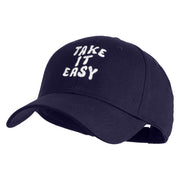 Take It Easy Phrase Embroidered Cotton Twill Low Profile Cap - Purple OSFM