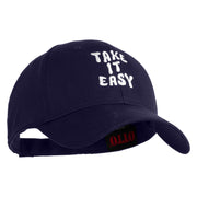 Take It Easy Phrase Embroidered Cotton Twill Low Profile Cap - Purple OSFM