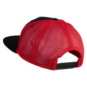 Gold Lion Iron on Patched Mesh Premium Snapback Flat Bill Cap - Black-Red OSFM