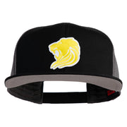 Gold Lion Iron on Patched Mesh Premium Snapback Flat Bill Cap