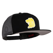 Gold Lion Iron on Patched Mesh Premium Snapback Flat Bill Cap