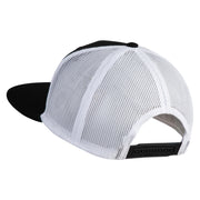 Gold Lion Iron on Patched Mesh Premium Snapback Flat Bill Cap - White-Black OSFM
