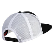 Gold Lion Iron on Patched Mesh Premium Snapback Flat Bill Cap - White-Black OSFM