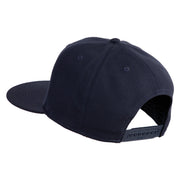 Anime Wordmark Embroidered Wool Blend Flat Snapback Cap - Navy OSFM