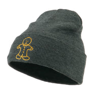 Gingerbread Man Embroidered Long Beanie