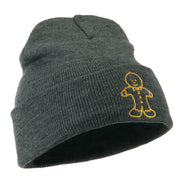 Gingerbread Man Embroidered Long Beanie