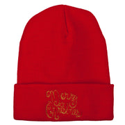 Glitter Merry Christmas Embroidered Long Knitted Beanie