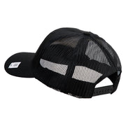 US Marine Corps Retired Design Embroidered 6 Panel Structured Cotton Twill Mesh Cap Made in USA - Black OSFM