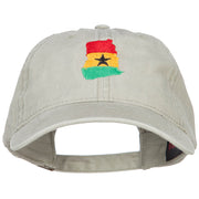 Ghana Map Flag Embroidered Washed Cap