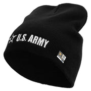 Licensed US Army Star Embroidered 8 Inch Knitted Short Beanie - Black OSFM