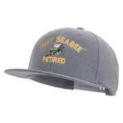 Licensed US Navy Seabee Retired Embroidered Flexfit Snapback Style Cap - Dk-Grey OSFM