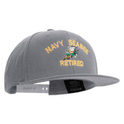 Licensed US Navy Seabee Retired Embroidered Flexfit Snapback Style Cap - Dk-Grey OSFM