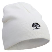 Pine Tree Logo Embroidered 8 Inch Short Beanie - White OSFM