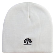 Pine Tree Logo Embroidered 8 Inch Short Beanie - White OSFM