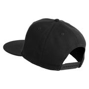 Anime Wordmark Embroidered Wool Blend Flat Snapback Cap - Black OSFM
