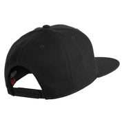 Anime Wordmark Embroidered Wool Blend Flat Snapback Cap - Black OSFM
