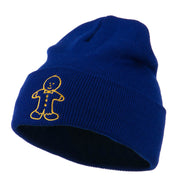 Gingerbread Man Embroidered Long Beanie