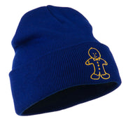 Gingerbread Man Embroidered Long Beanie