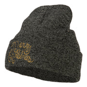 Glitter Merry Christmas Embroidered Long Knitted Beanie