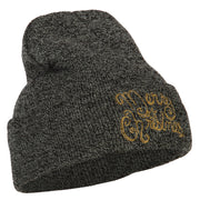 Glitter Merry Christmas Embroidered Long Knitted Beanie