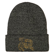 Glitter Merry Christmas Embroidered Long Knitted Beanie