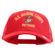 US Marine Corps Retired Design Embroidered 6 Panel Structured Cotton Twill Mesh Cap Made in USA - Red OSFM