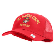 US Marine Corps Retired Design Embroidered 6 Panel Structured Cotton Twill Mesh Cap Made in USA - Red OSFM