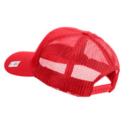US Marine Corps Retired Design Embroidered 6 Panel Structured Cotton Twill Mesh Cap Made in USA - Red OSFM
