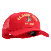 US Marine Corps Retired Design Embroidered 6 Panel Structured Cotton Twill Mesh Cap Made in USA - Red OSFM