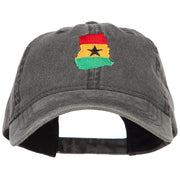 Ghana Map Flag Embroidered Washed Cap