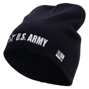Licensed US Army Star Embroidered 8 Inch Knitted Short Beanie - Navy OSFM