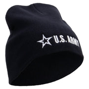 Licensed US Army Star Embroidered 8 Inch Knitted Short Beanie - Navy OSFM