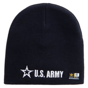 Licensed US Army Star Embroidered 8 Inch Knitted Short Beanie - Navy OSFM