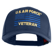 US Air Force Veteran Flag Embroidered Solid Cotton Twill Mesh Prostyle Cap - Navy OSFM