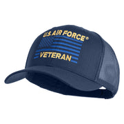 US Air Force Veteran Flag Embroidered Solid Cotton Twill Mesh Prostyle Cap - Navy OSFM