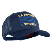 US Air Force Veteran Flag Embroidered Solid Cotton Twill Mesh Prostyle Cap - Navy OSFM