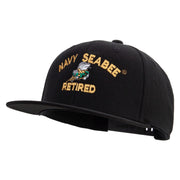 Licensed US Navy Seabee Retired Embroidered Flexfit Snapback Style Cap - Black OSFM