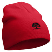 Pine Tree Logo Embroidered 8 Inch Short Beanie - Red OSFM