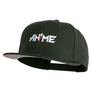 Anime Wordmark Embroidered Wool Blend Flat Snapback Cap - Charcoal OSFM