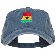 Ghana Map Flag Embroidered Washed Cap