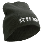 Licensed US Army Star Embroidered 8 Inch Knitted Short Beanie - Dk-Grey OSFM