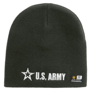 Licensed US Army Star Embroidered 8 Inch Knitted Short Beanie - Dk-Grey OSFM