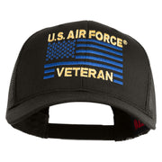US Air Force Veteran Flag Embroidered Solid Cotton Twill Mesh Prostyle Cap - Charcoal OSFM