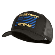 US Air Force Veteran Flag Embroidered Solid Cotton Twill Mesh Prostyle Cap - Charcoal OSFM