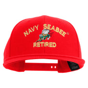 Licensed US Navy Seabee Retired Embroidered Flexfit Snapback Style Cap - Red OSFM